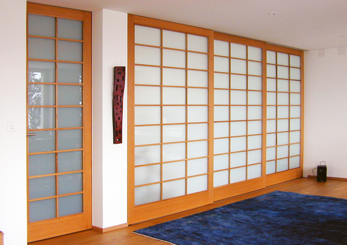 Schiebetüren Eiche und Glas